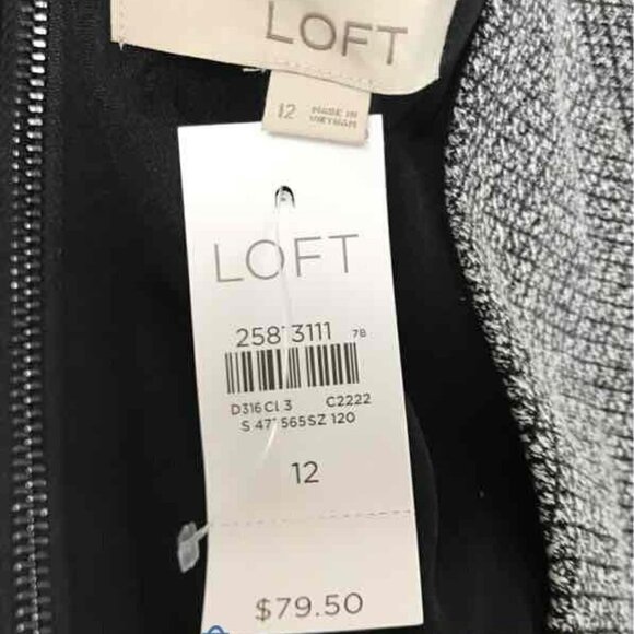 NWT Loft Gray Tweed Sleeveless Dress Size 12 - Picture 6 of 8